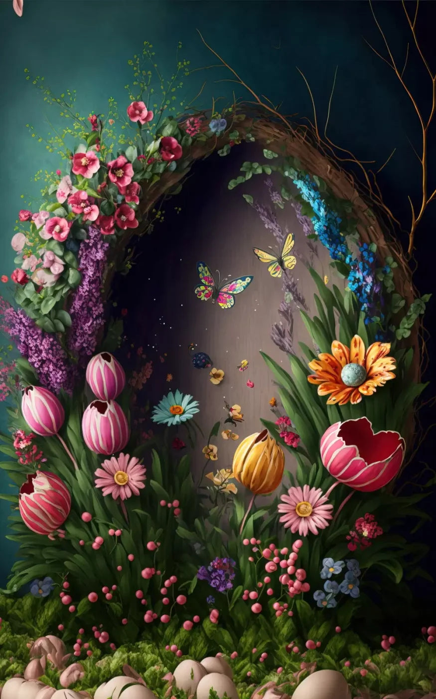 Spring Wreath 9X14 Ultracloth ( 108 X 168 Inch ) Backdrop