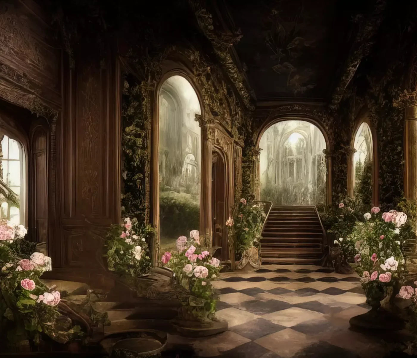 Springtime Court Manor 12’X10’ Ultracloth (144 X 120 Inch) Backdrop