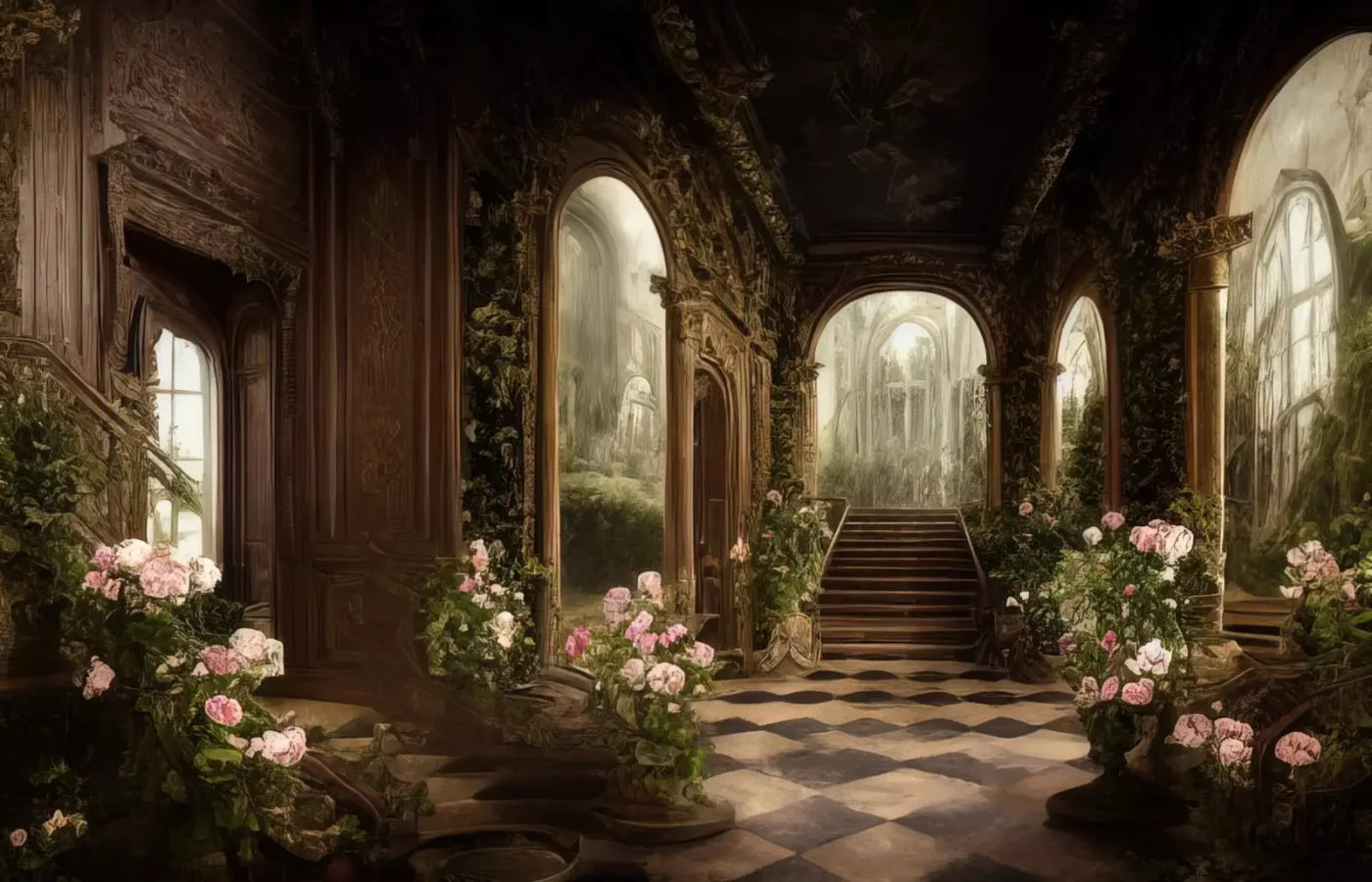 Springtime Court Manor 12’X8’ Ultracloth (144 X 96 Inch) Backdrop