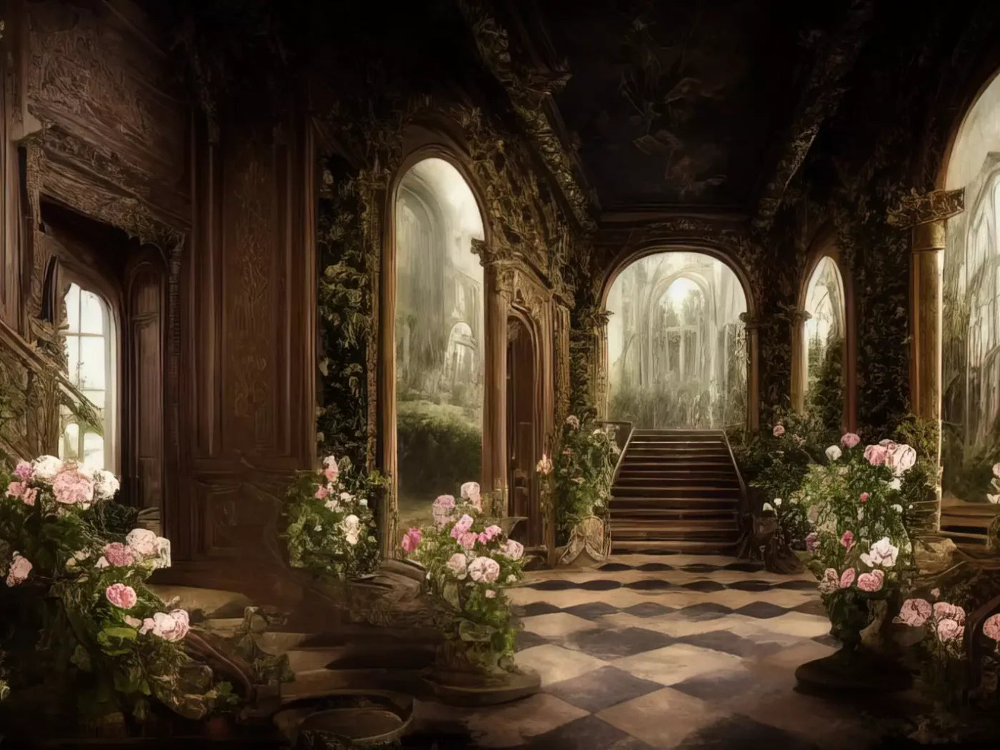 Springtime Court Manor 7’X5’ Ultracloth (84 X 60 Inch) Backdrop