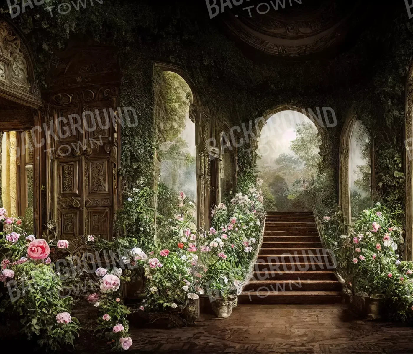 Springtime Court Manor L 12’X10’ Ultracloth (144 X 120 Inch) Backdrop