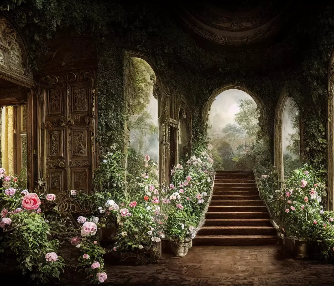 Springtime Court Manor L 12’X10’ Ultracloth (144 X 120 Inch) Backdrop