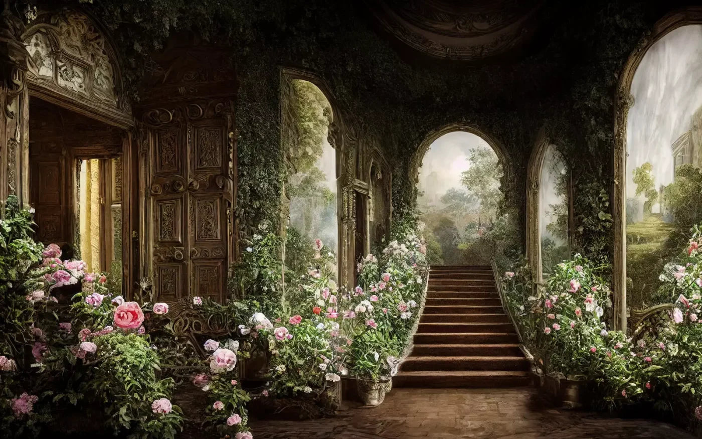 Springtime Court Manor L 14’X9’ Ultracloth (168 X 108 Inch) Backdrop