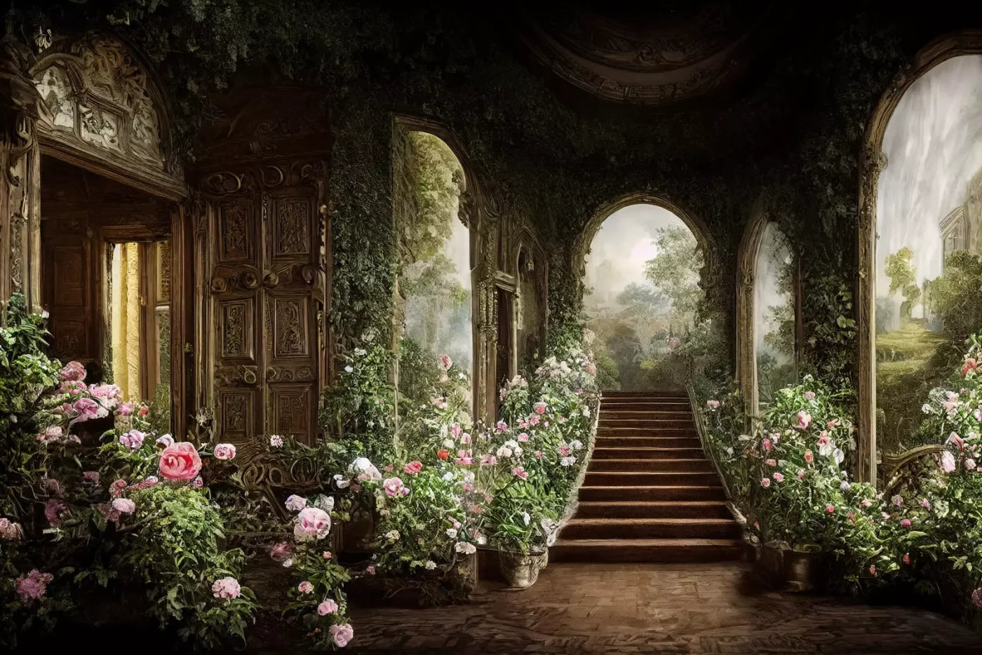 Springtime Court Manor L 8’X5’ Ultracloth (96 X 60 Inch) Backdrop