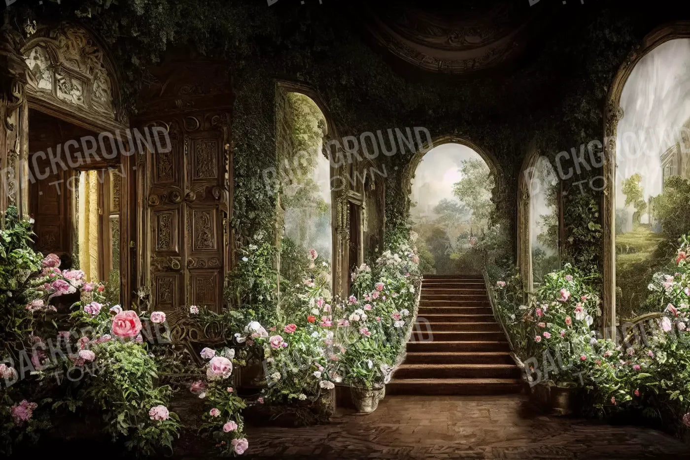 Springtime Court Manor L 8’X5’ Ultracloth (96 X 60 Inch) Backdrop