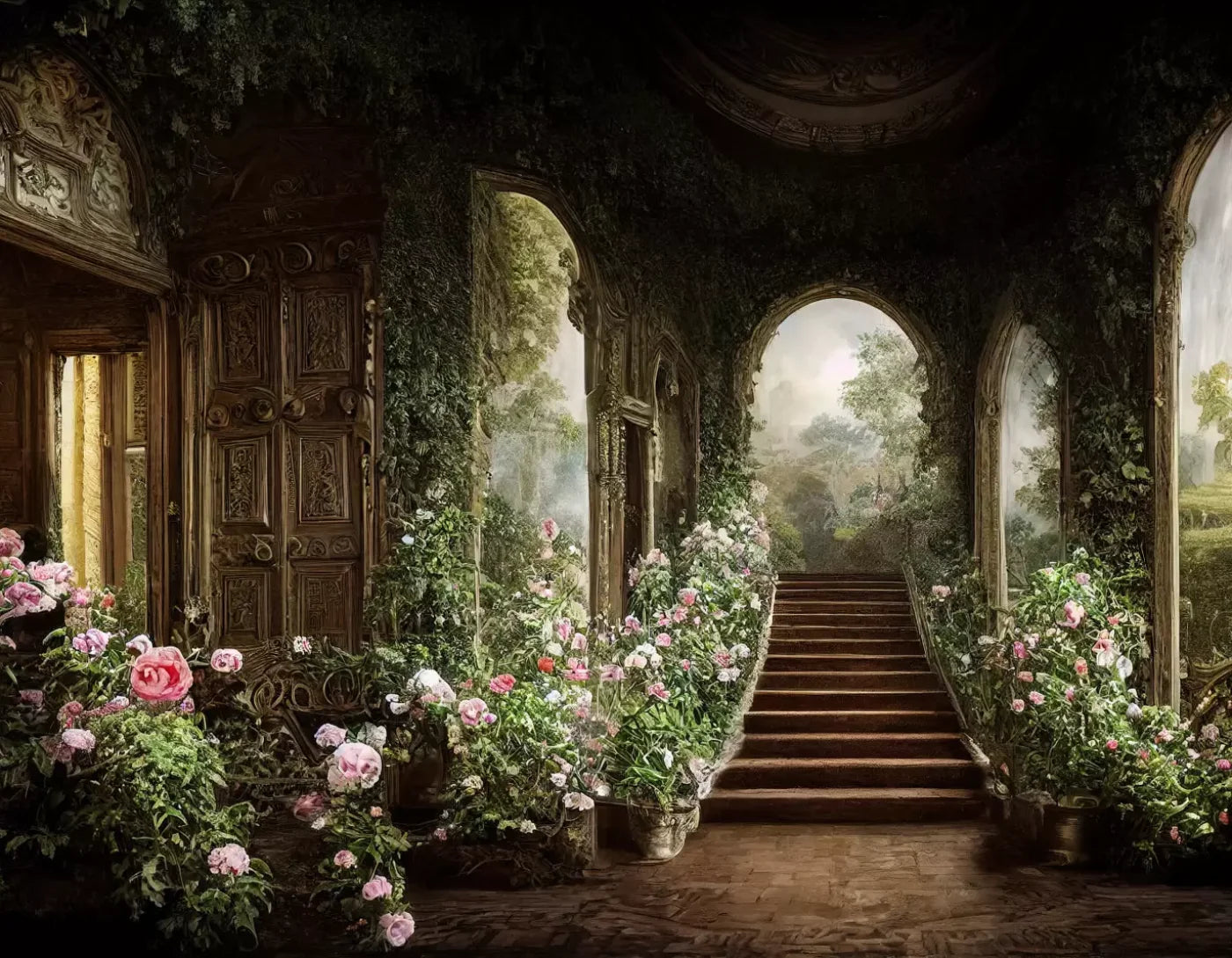 Springtime Court Manor L 8’X6’ Fleece (96 X 72 Inch) Backdrop