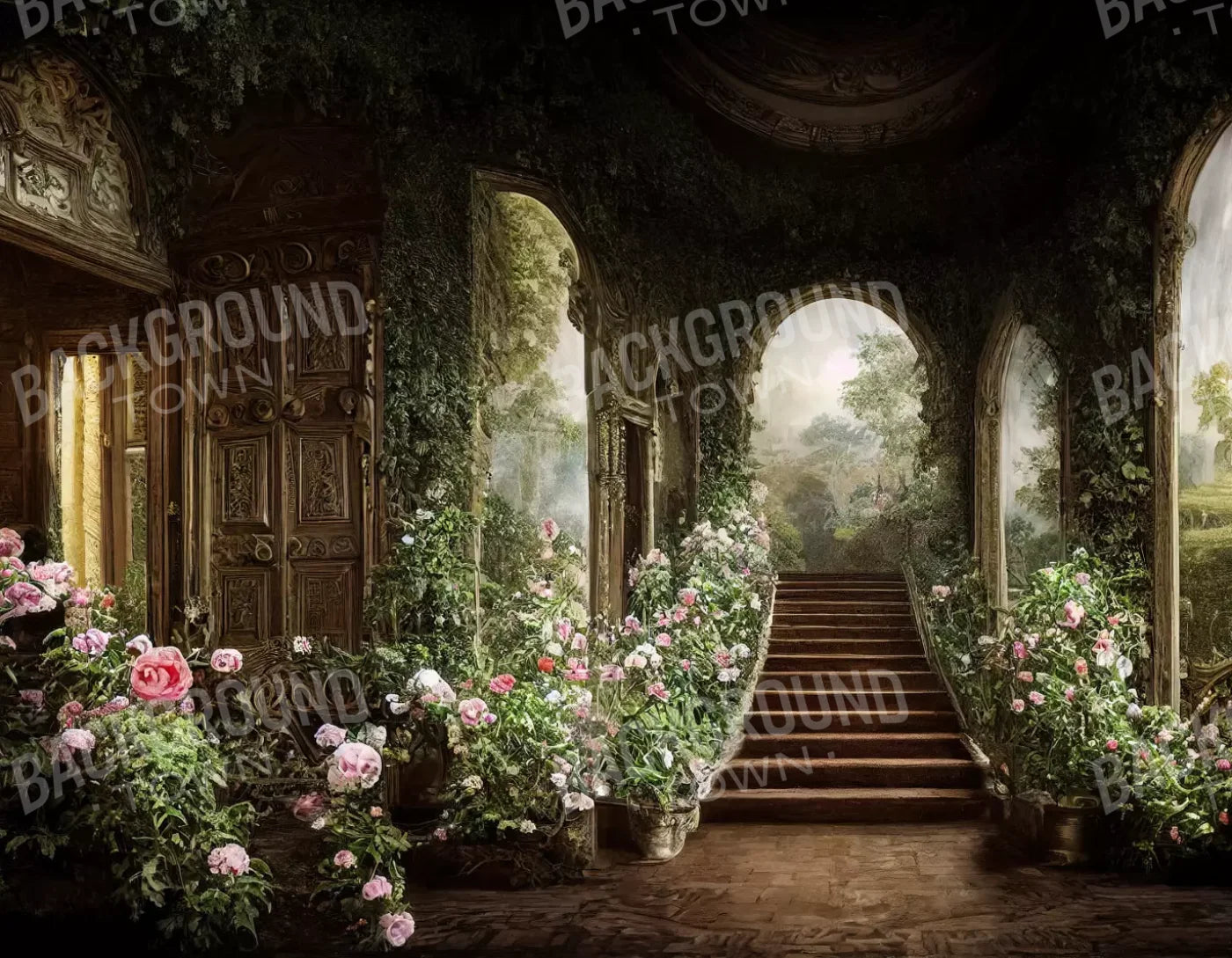 Springtime Court Manor L 8’X6’ Fleece (96 X 72 Inch) Backdrop