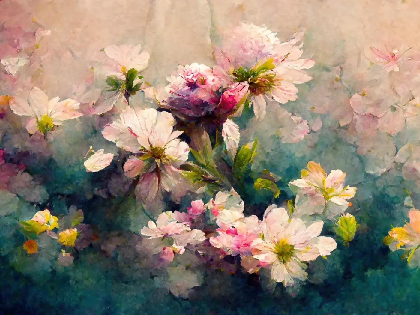 Springtime Florals 6’8’X5’ Fleece (80 X 60 Inch) Backdrop