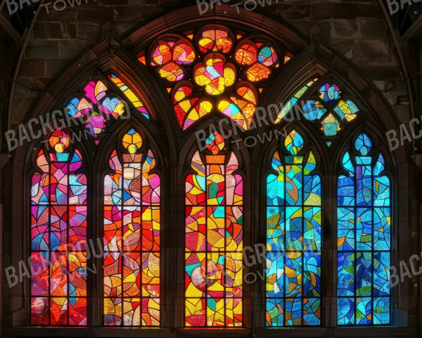 Stained Glass Window 10’x8’ Fleece (120 x 96 inch) Backdrop