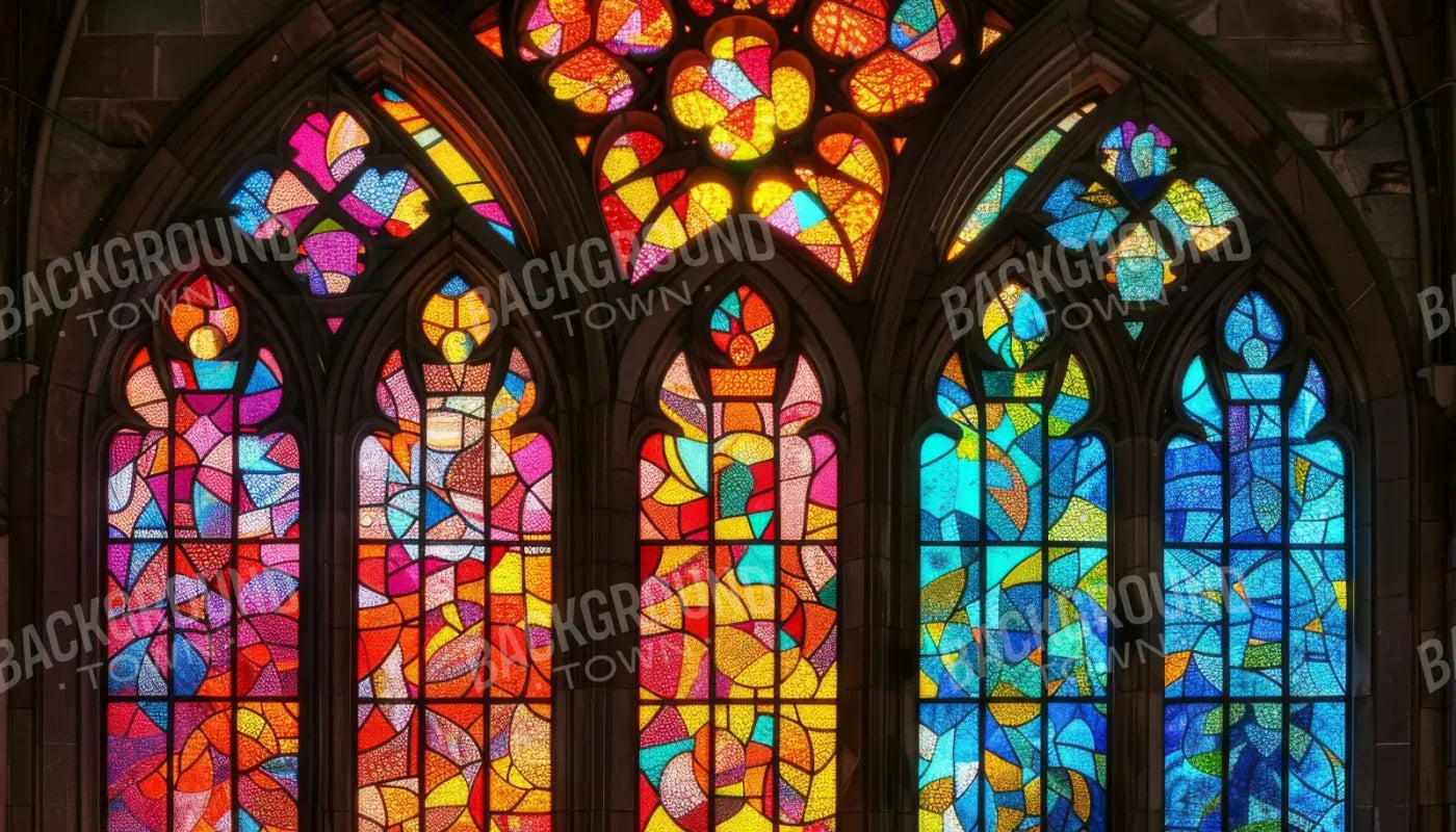 Stained Glass Window 14’x8’ UltraCloth (168 x 96 inch) Backdrop