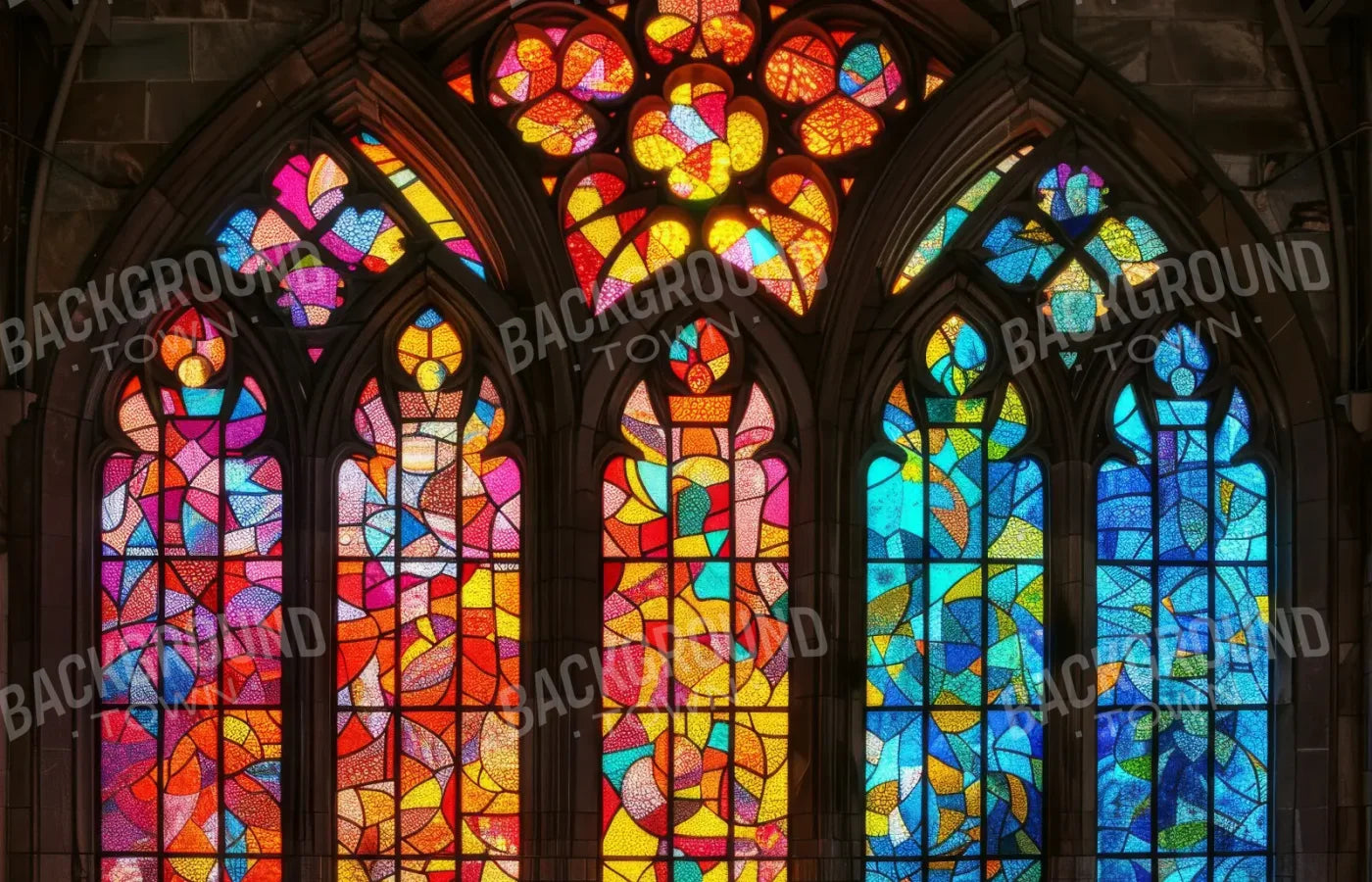 Stained Glass Window 14’x9’ UltraCloth (168 x 108 inch) Backdrop