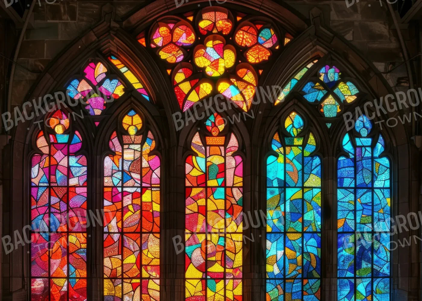 Stained Glass Window 7’x5’ UltraCloth (84 x 60 inch) Backdrop