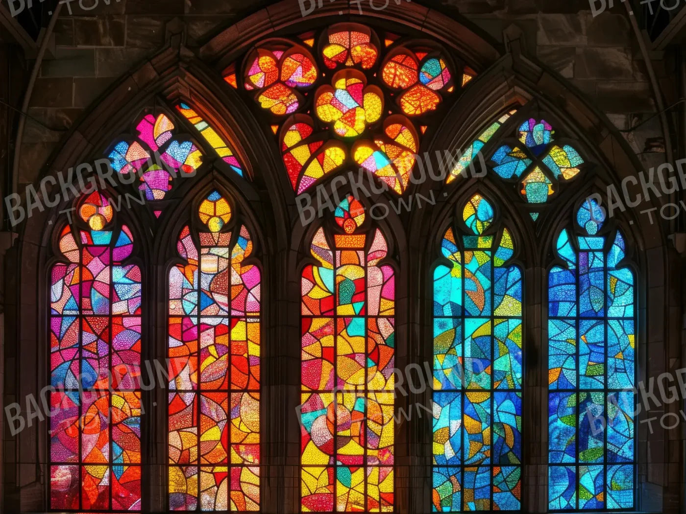 Stained Glass Window 8’x6’ Fleece (96 x 72 inch) Backdrop