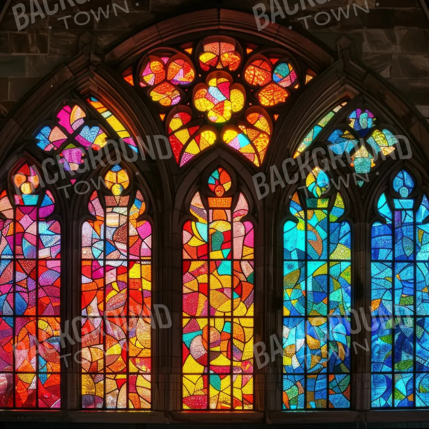 Stained Glass Window 8’x8’ Fleece (96 x 96 inch) Backdrop