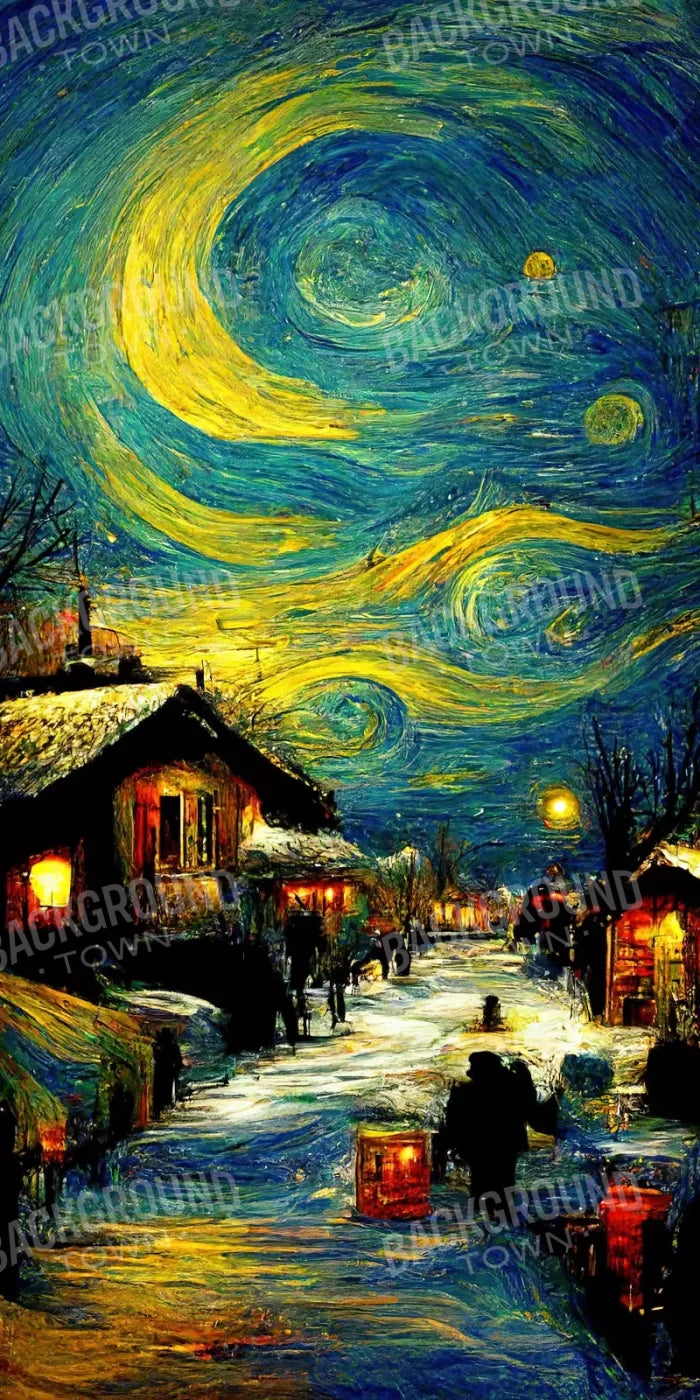 Starry Night Village 10’X20’ Ultracloth (120 X 240 Inch) Backdrop