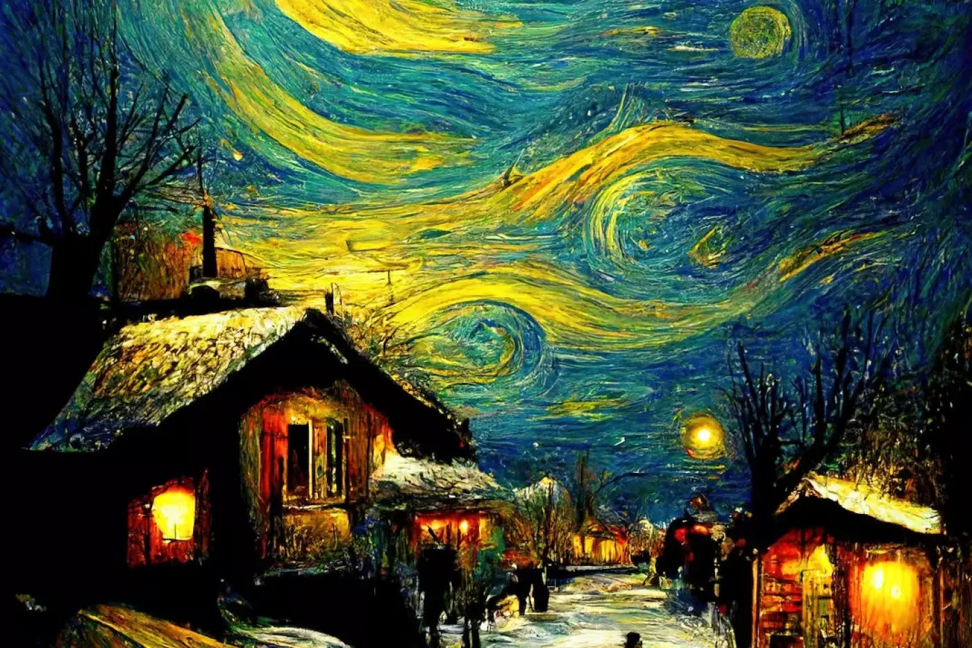 Starry Night Village 12’X8’ Ultracloth (144 X 96 Inch) Backdrop