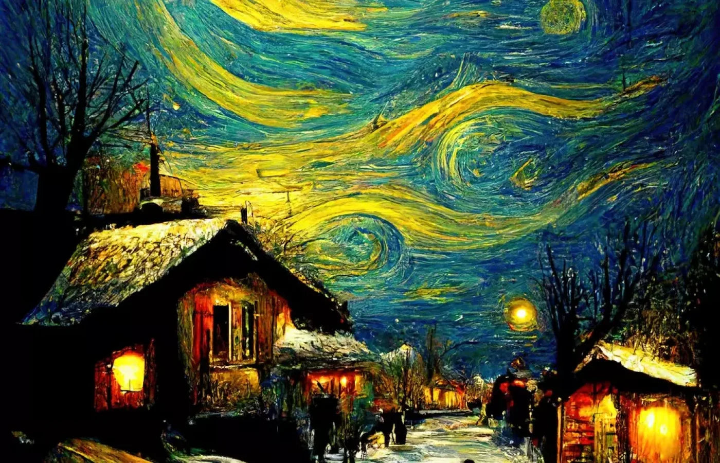 Starry Night Village 14’X9’ Ultracloth (168 X 108 Inch) Backdrop