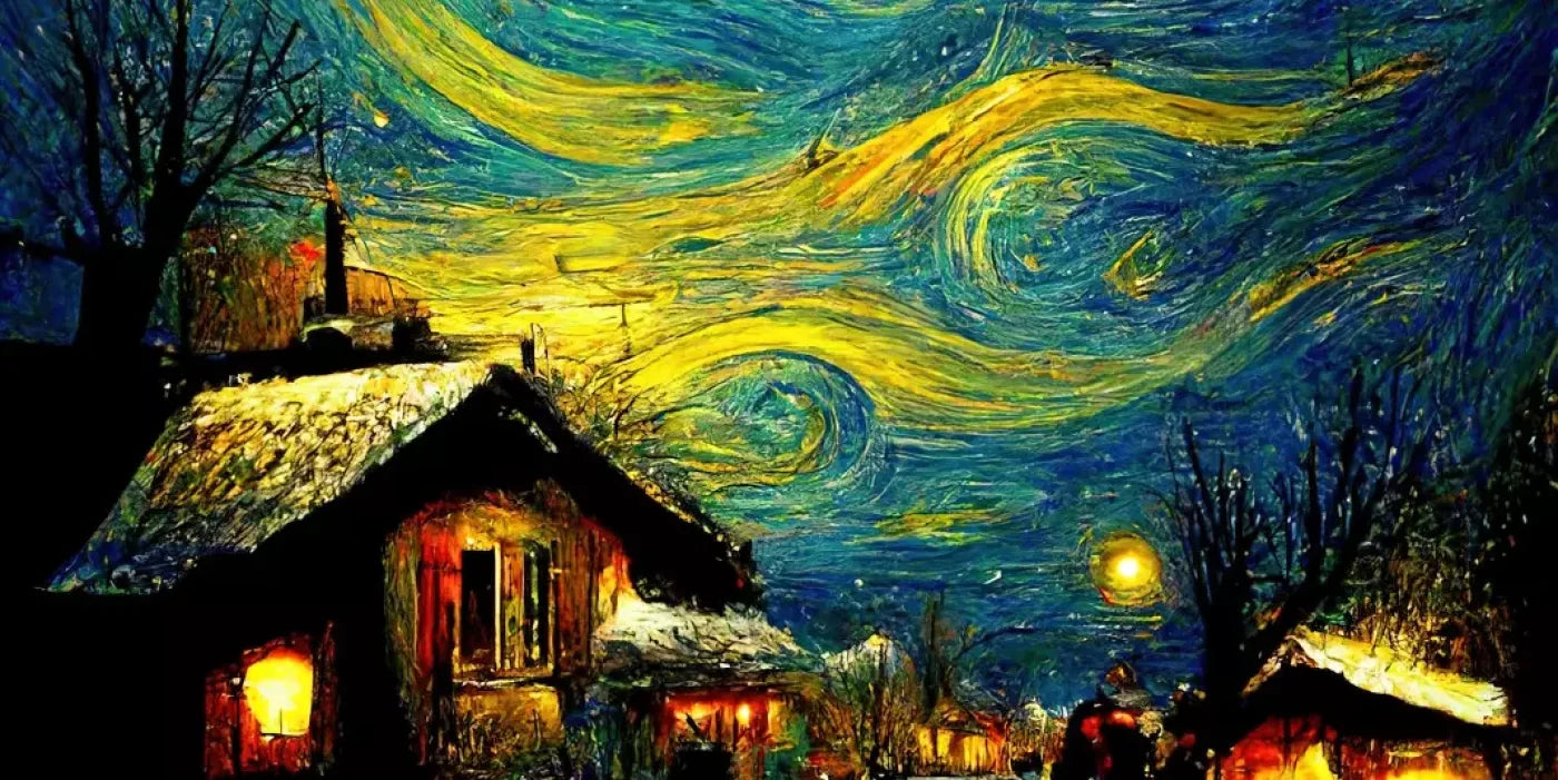 Starry Night Village 16’X8’ Ultracloth (192 X 96 Inch) Backdrop