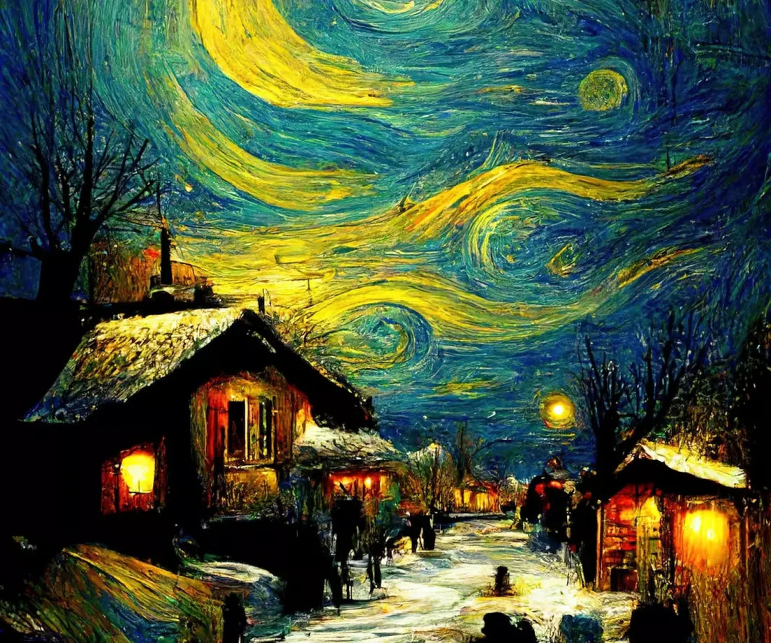 Starry Night Village 5’X4’2 Fleece (60 X 50 Inch) Backdrop