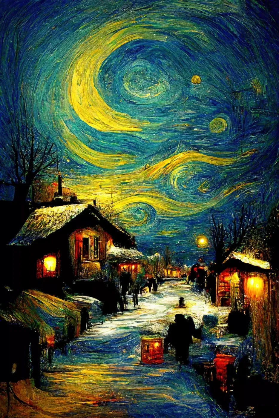 Starry Night Village 8’X12’ Ultracloth (96 X 144 Inch) Backdrop