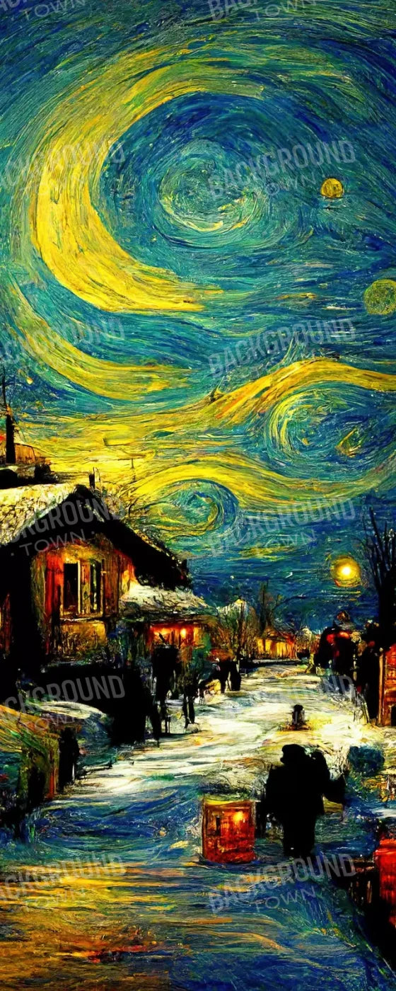 Starry Night Village 8’X20’ Ultracloth (96 X 240 Inch) Backdrop