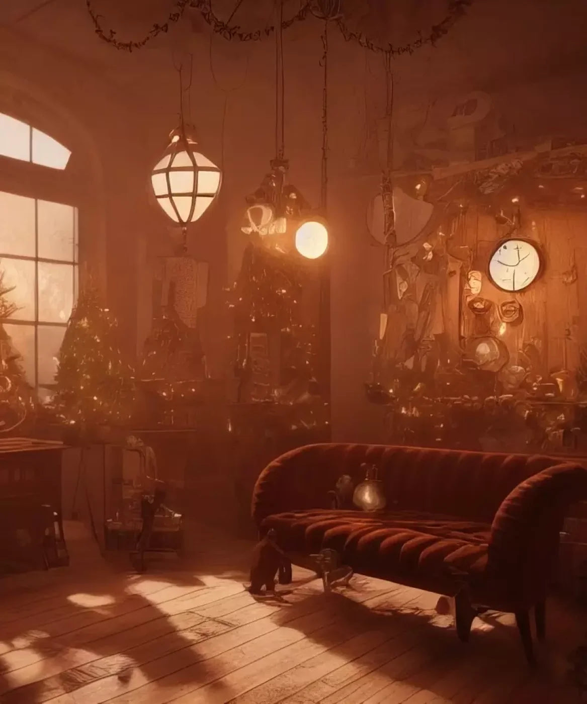 Steampunk Christmas 10’X12’ Ultracloth (120 X 144 Inch) Backdrop