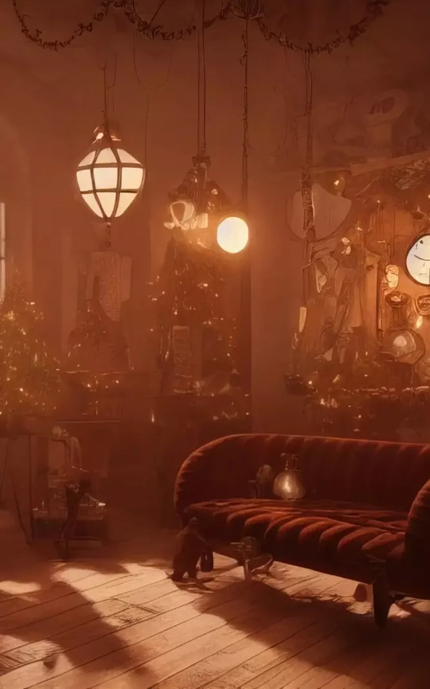 Steampunk Christmas 10’X16’ Ultracloth (120 X 192 Inch) Backdrop