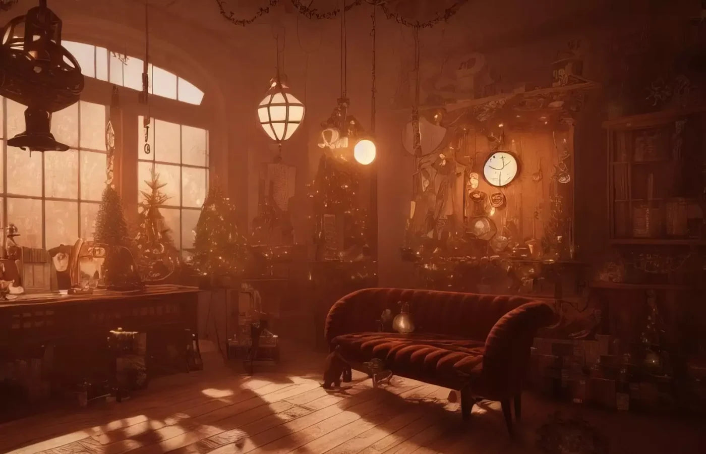 Steampunk Christmas 14’X9’ Ultracloth (168 X 108 Inch) Backdrop