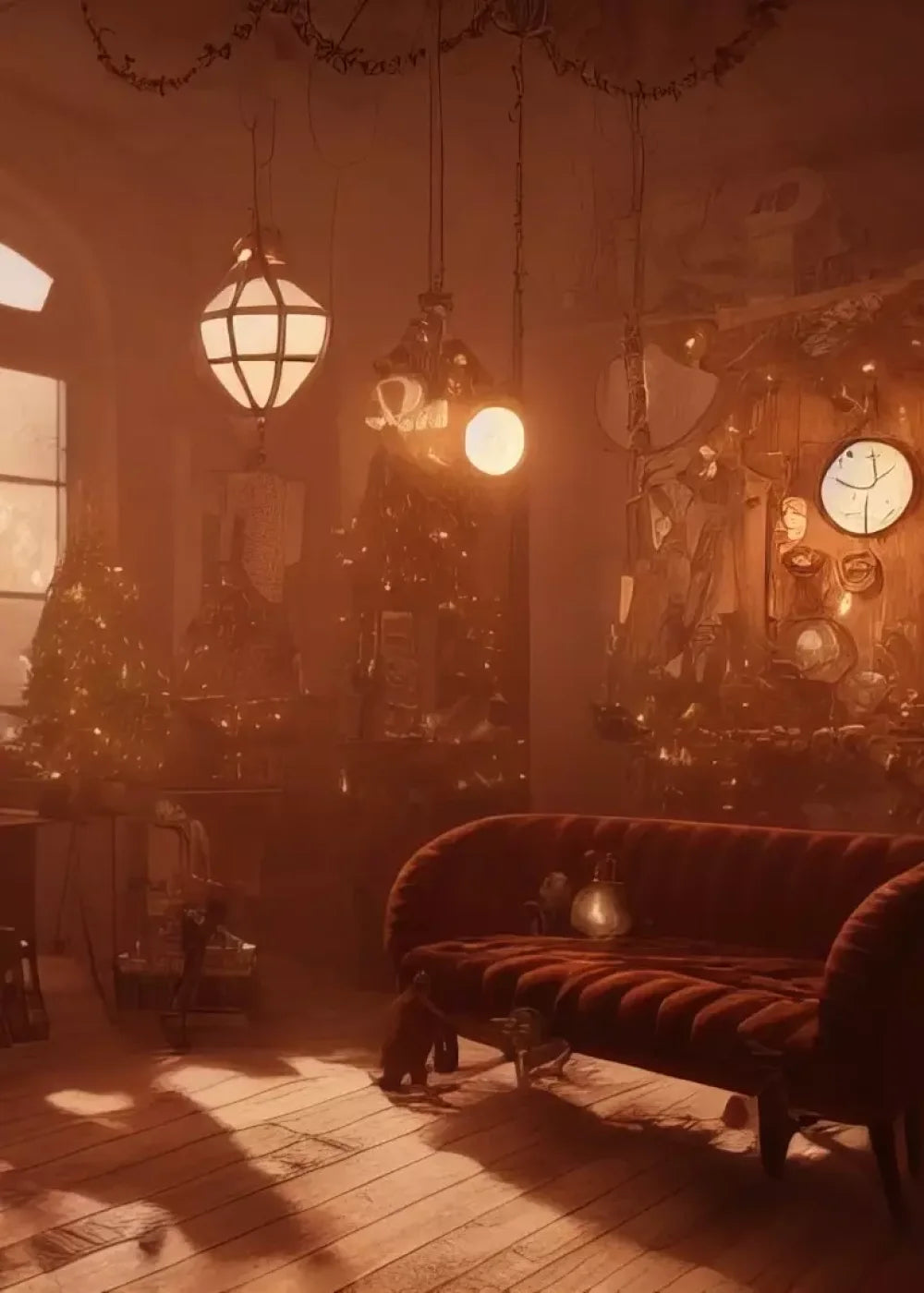 Steampunk Christmas 5’X7’ Ultracloth (60 X 84 Inch) Backdrop
