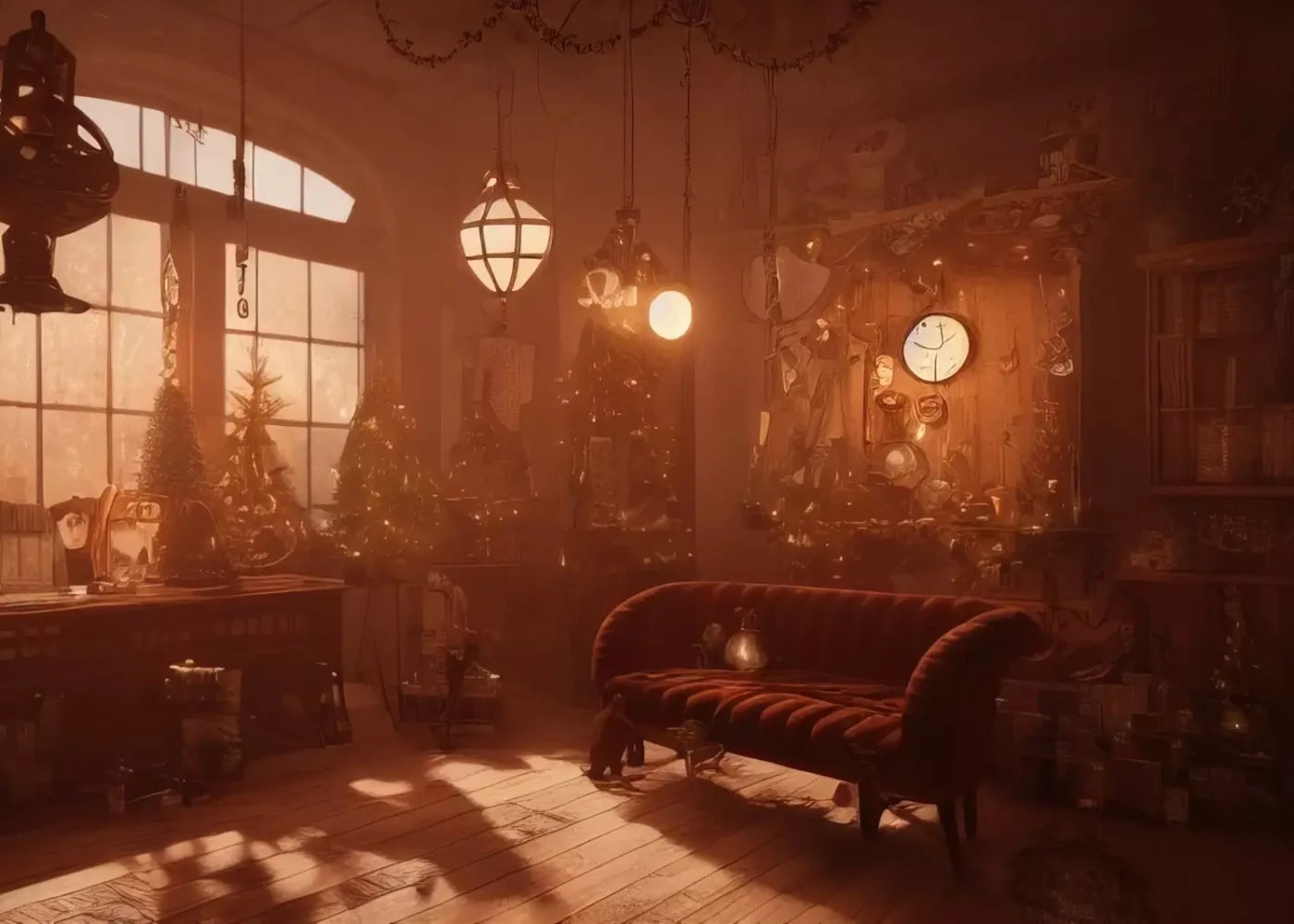 Steampunk Christmas 7’X5’ Ultracloth (84 X 60 Inch) Backdrop