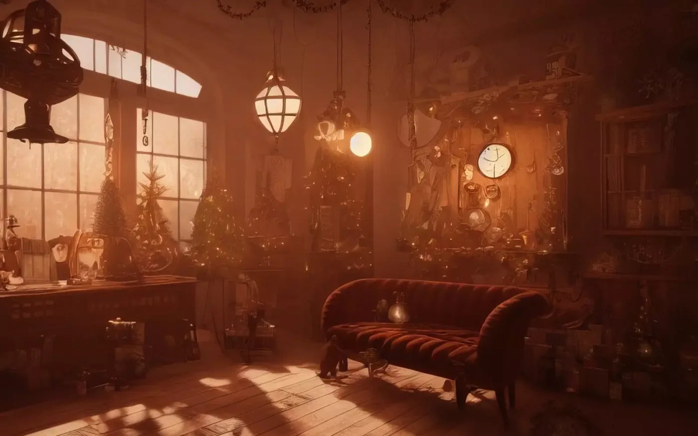 Steampunk Christmas 8’X5’ Ultracloth (96 X 60 Inch) Backdrop