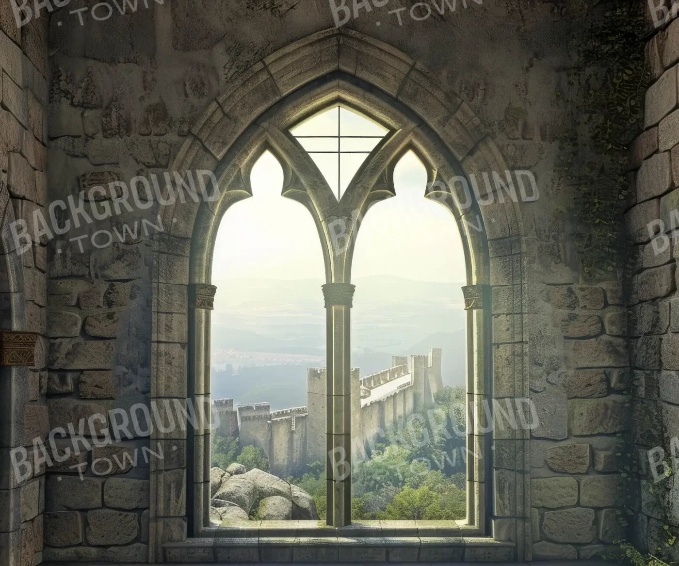 Stone Castle Room Window 12’x10’ UltraCloth (144 x 120 inch) Backdrop