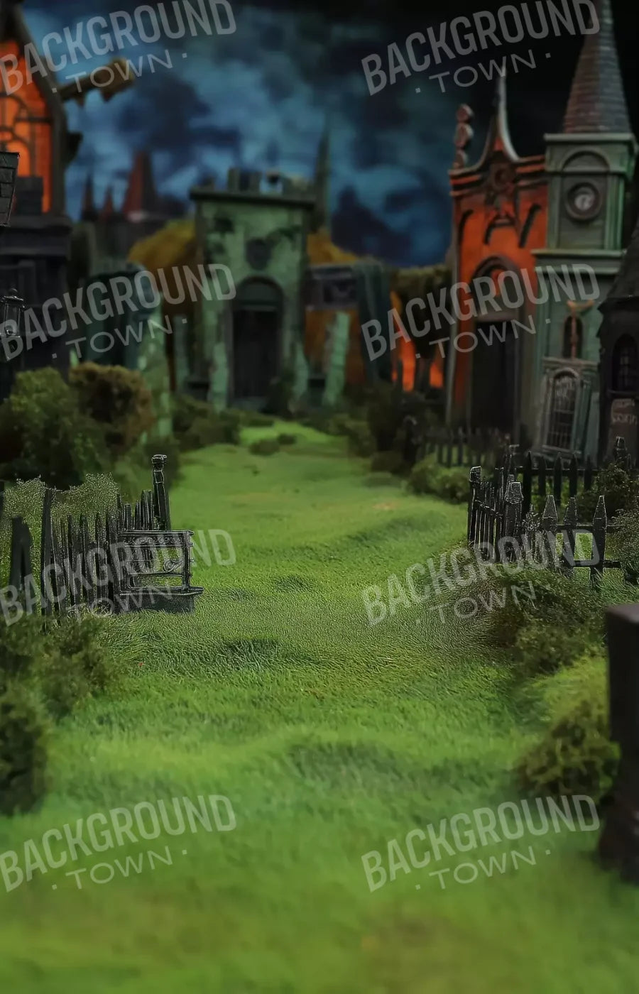 Stroll Through Halloween Village 9’x14’ UltraCloth (108 x 168 inch) Backdrop