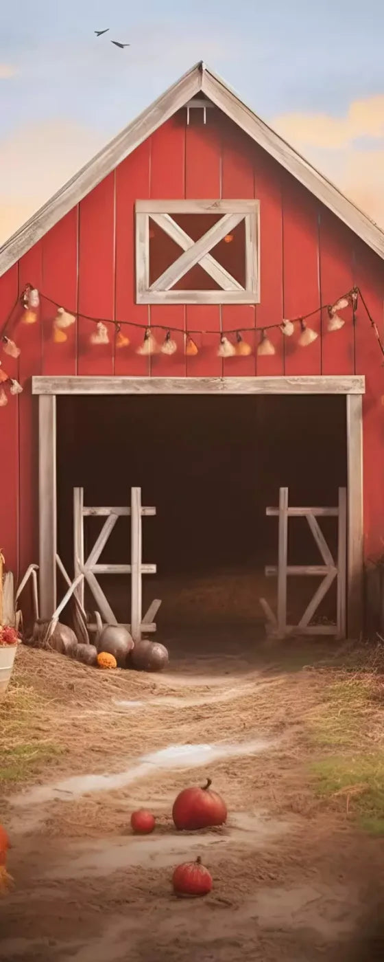 Sunset Autumn Barn 8’X20’ Ultracloth (96 X 240 Inch) Backdrop