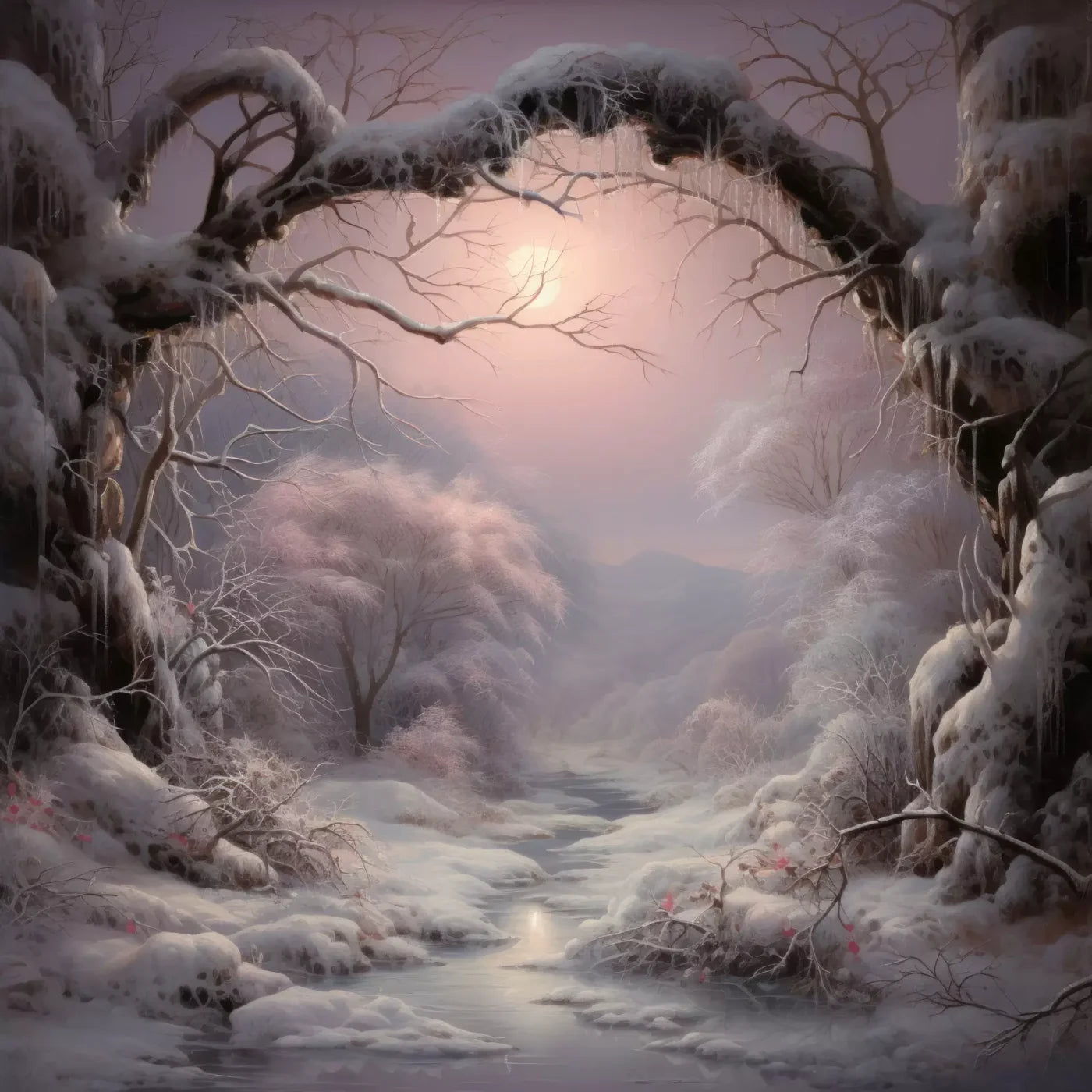 Sunset Winter Wonderland 10X10 Ultracloth ( 120 X Inch ) Backdrop