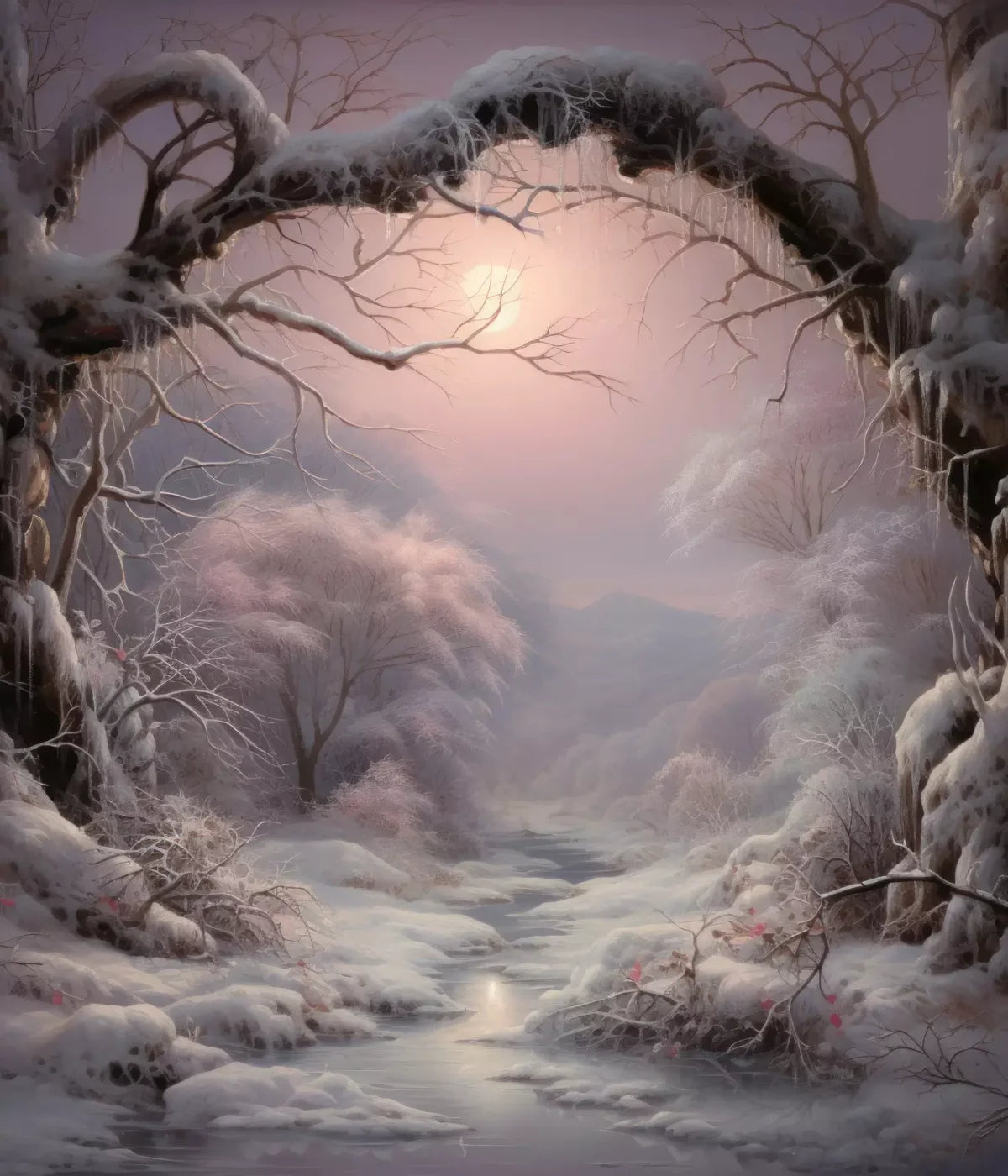 Sunset Winter Wonderland 10X12 Ultracloth ( 120 X 144 Inch ) Backdrop