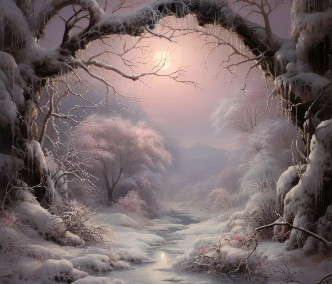 Sunset Winter Wonderland 12X10 Ultracloth ( 144 X 120 Inch ) Backdrop