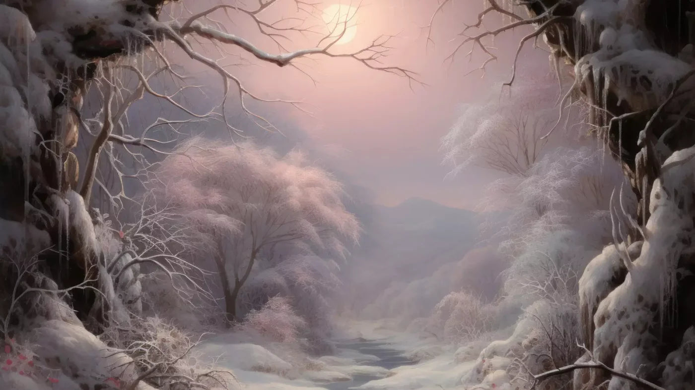 Sunset Winter Wonderland 14X8 Ultracloth ( 168 X 96 Inch ) Backdrop