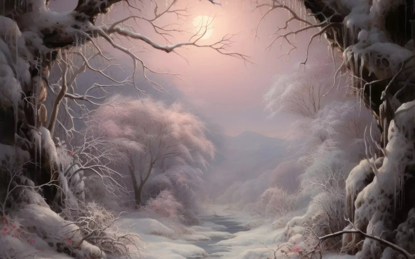 Sunset Winter Wonderland 14X9 Ultracloth ( 168 X 108 Inch ) Backdrop
