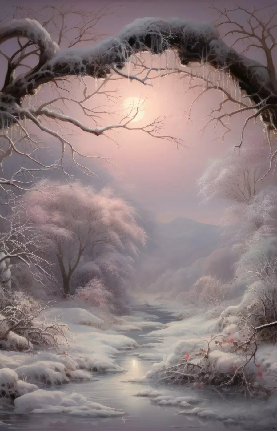 Sunset Winter Wonderland 8X12 Ultracloth ( 96 X 144 Inch ) Backdrop