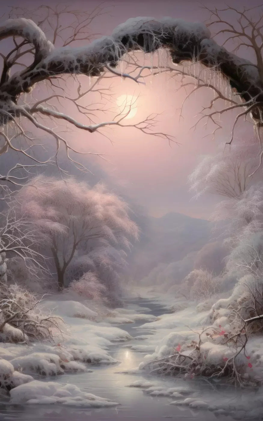 Sunset Winter Wonderland 9X14 Ultracloth ( 108 X 168 Inch ) Backdrop