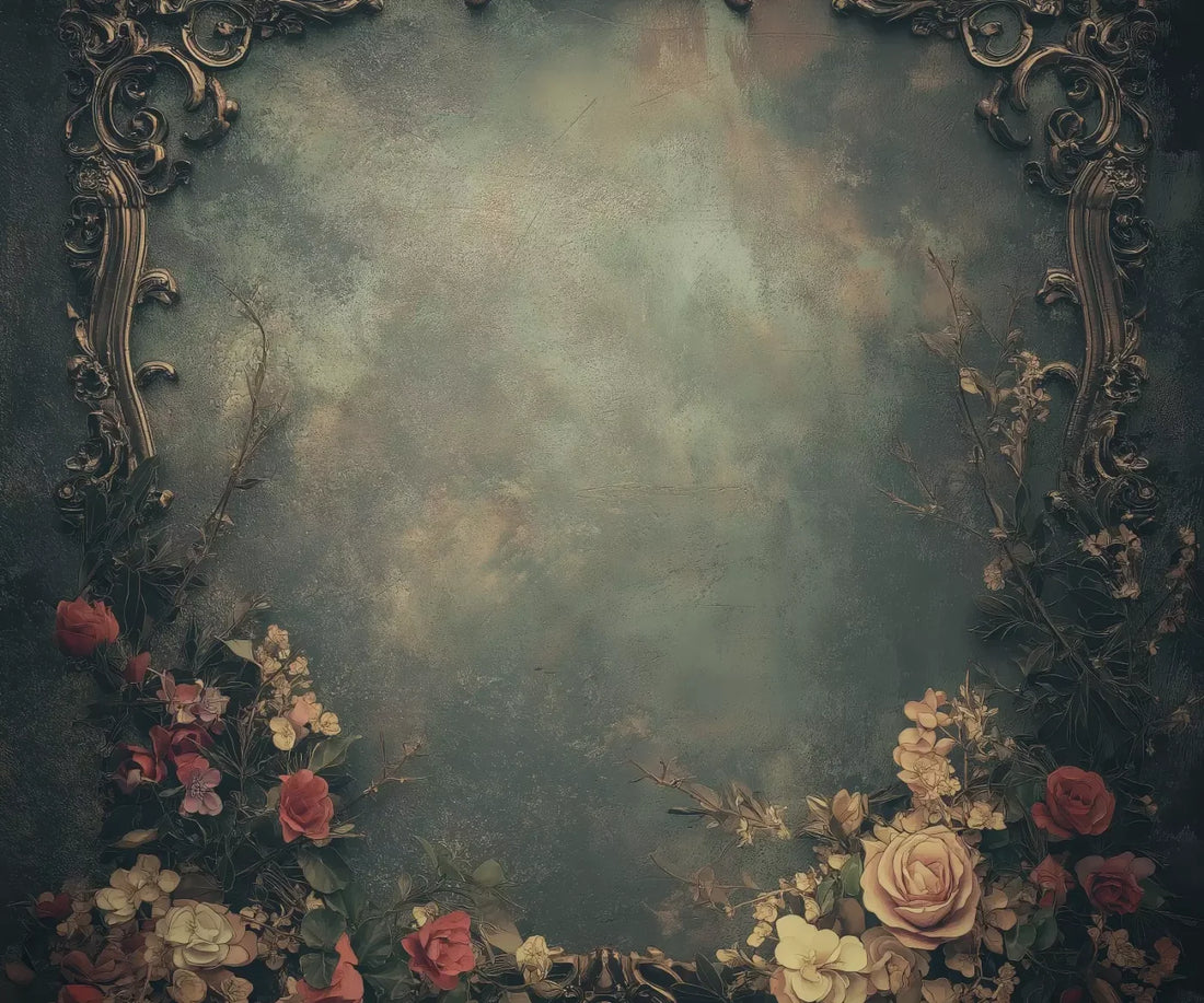 Swirly Flower Frame 5’x4’2 Fleece (60 x 50 inch) Backdrop