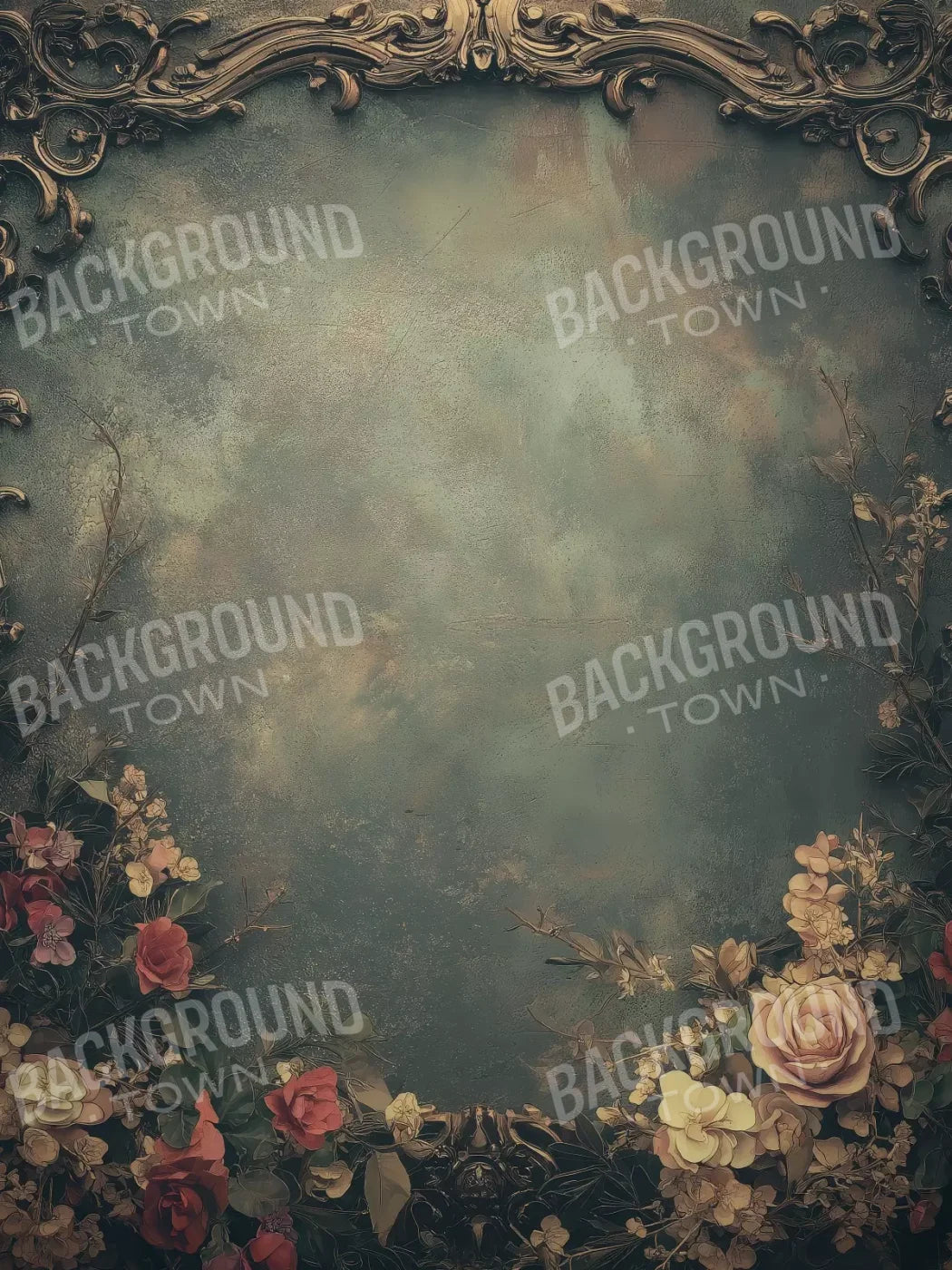 Swirly Flower Frame 6’x8’ Fleece (72 x 96 inch) Backdrop