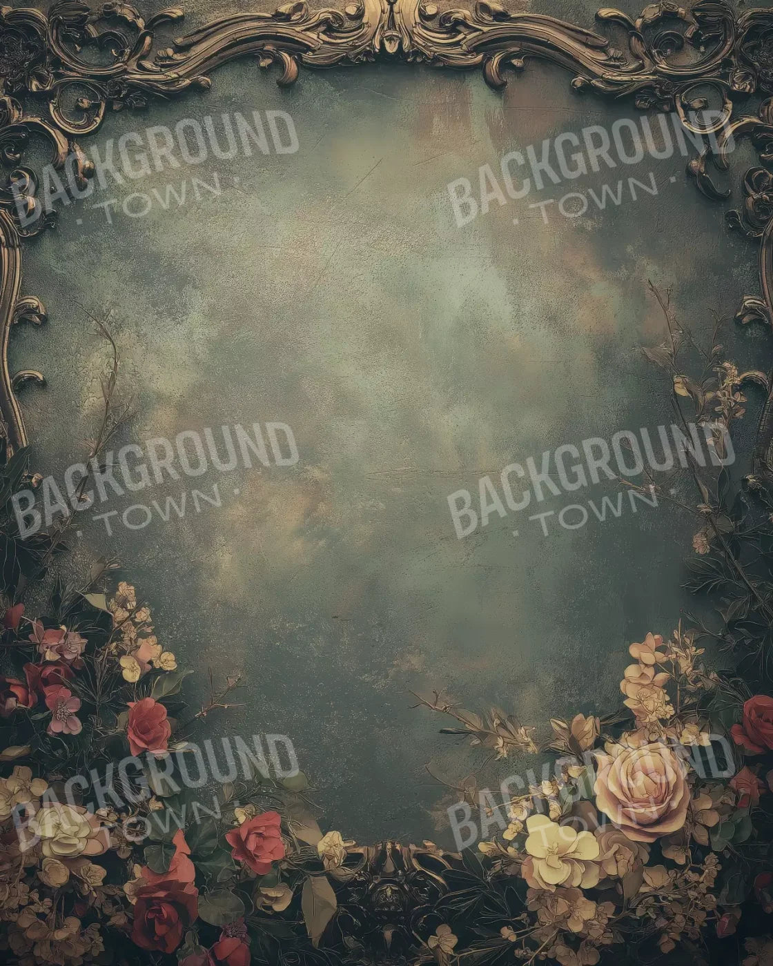 Swirly Flower Frame 8’x10’ Fleece (96 x 120 inch) Backdrop