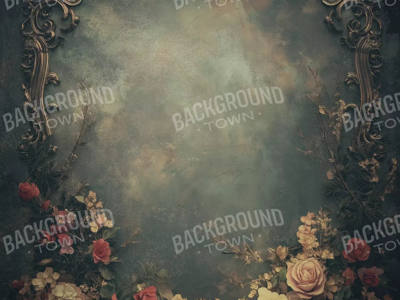 Swirly Flower Frame 8’x6’ Fleece (96 x 72 inch) Backdrop