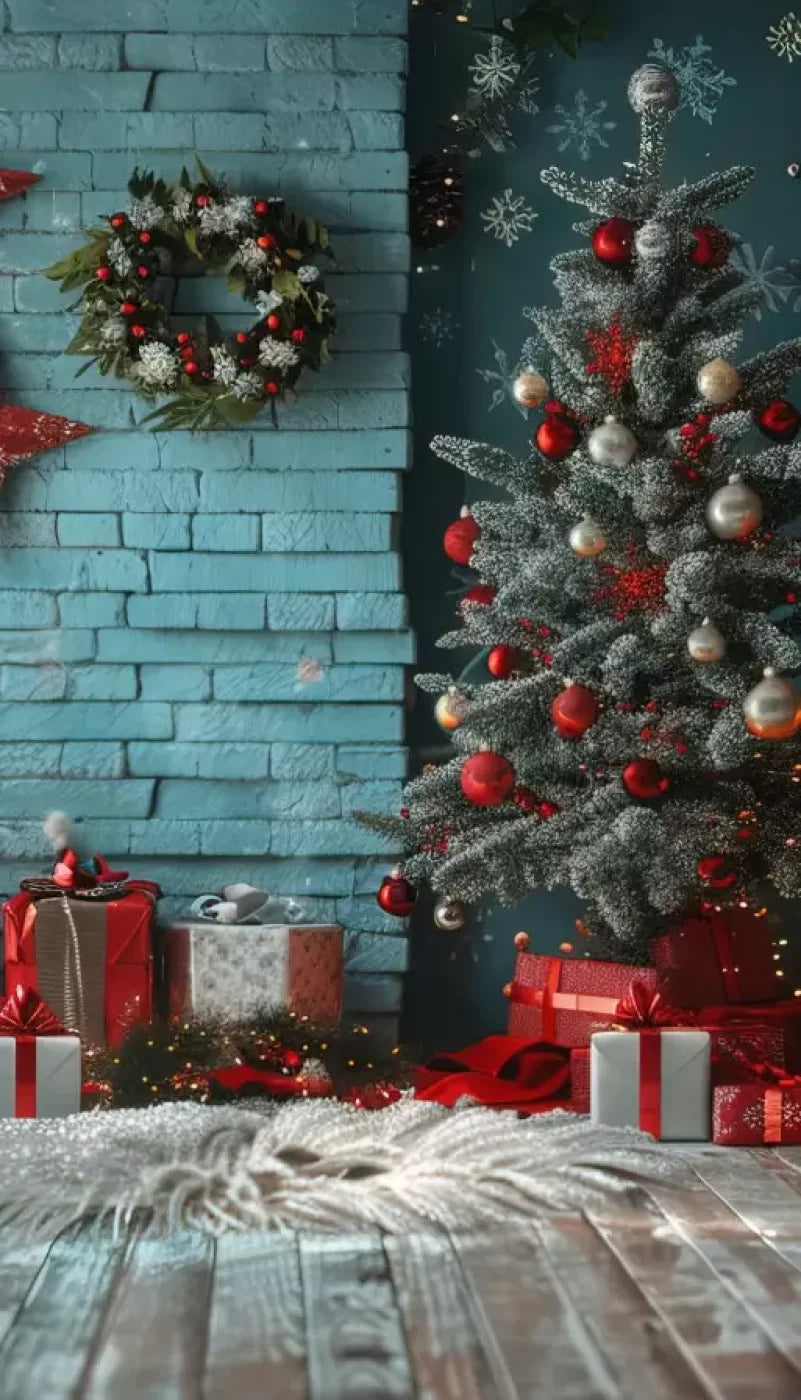 Teal Christmas 8’X14’ Ultracloth (96 X 168 Inch) Backdrop