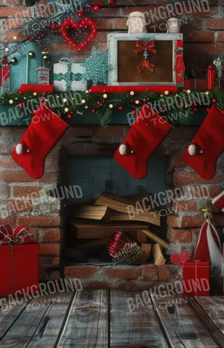 Teal Christmas Full Ii 9’X14’ Ultracloth (108 X 168 Inch) Backdrop