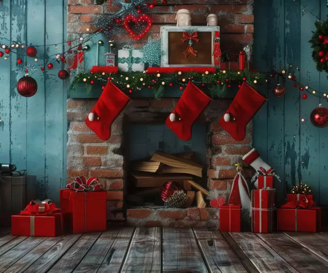 Teal Christmas Full Ii 5’X4’2 Fleece (60 X 50 Inch) Backdrop