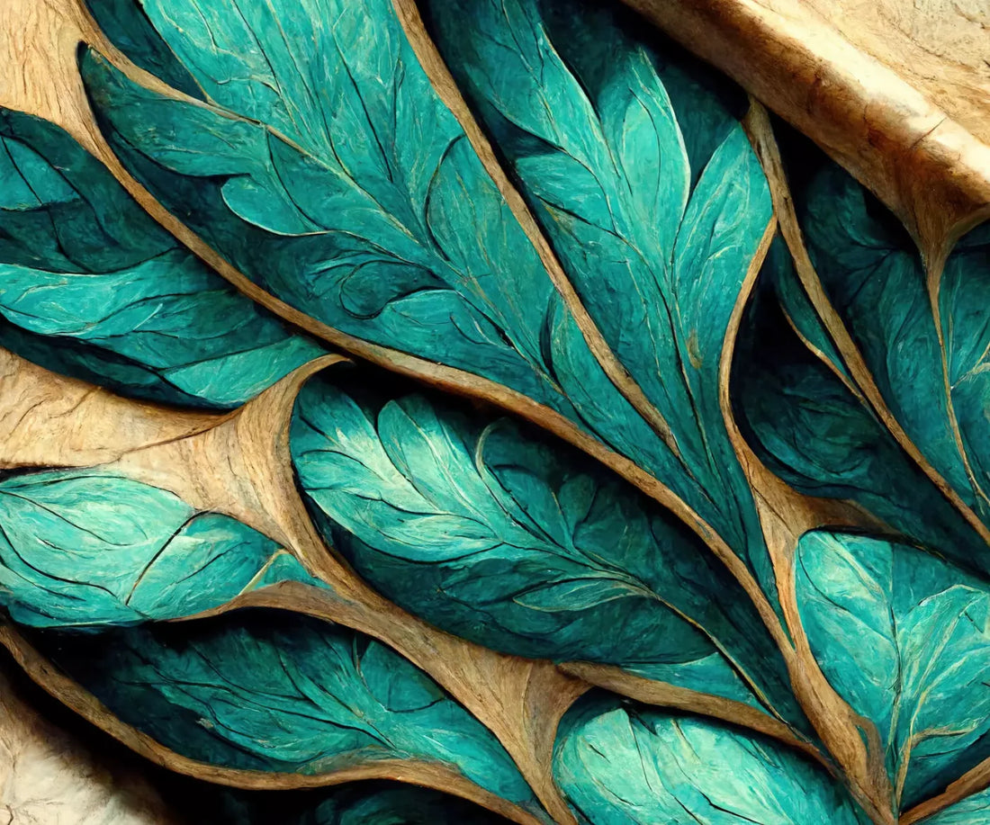 Teal Leaf 5’X4’2’ Fleece (60 X 50 Inch) Backdrop