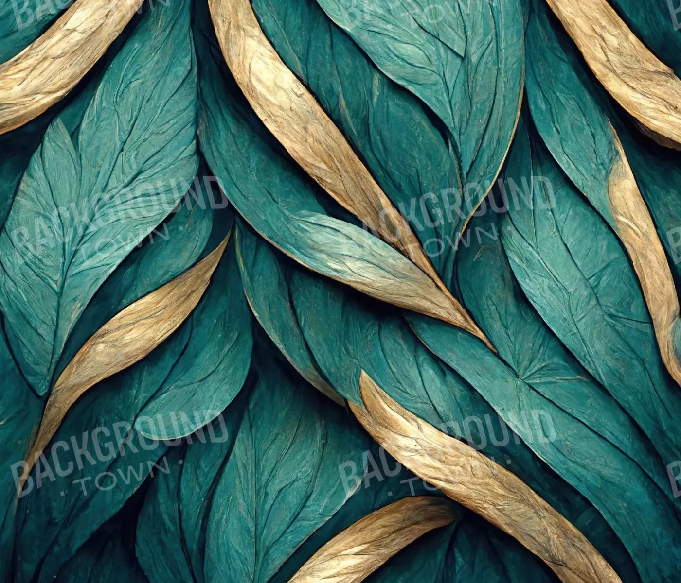 Teal Leaves 12’X10’ Ultracloth (144 X 120 Inch) Backdrop